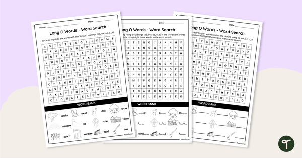 Long O Word Search Teach Starter