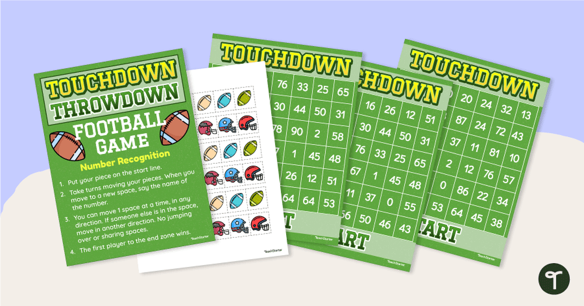 Touchdown Throwdown Number Recognition Game teaching resource