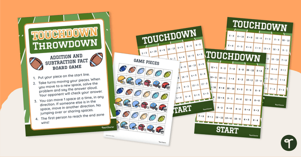Touchdown Throwdown Addition Game teaching resource