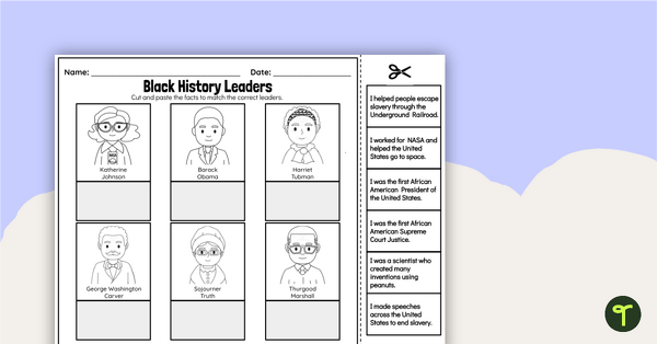 Black Leaders in History -  Cut and Paste Worksheet teaching resource
