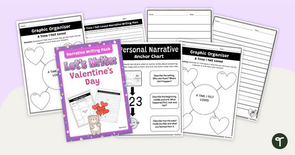 Go to Valentine's Day Personal Narrative Writing Pack teaching resource