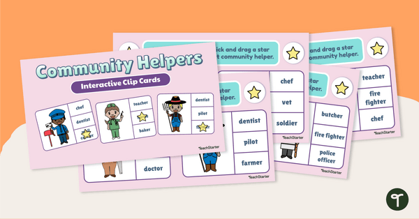 Community Helpers Interactive Peg Cards teaching resource