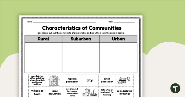Go to Characteristics of Communities - Cut and Paste Worksheet teaching resource
