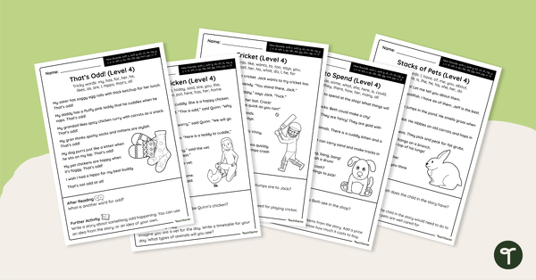 Level 4 Decodable Readers - Worksheet Pack teaching resource