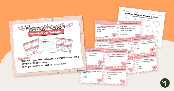 Go to Valentine's Day Homophones Task Cards teaching resource