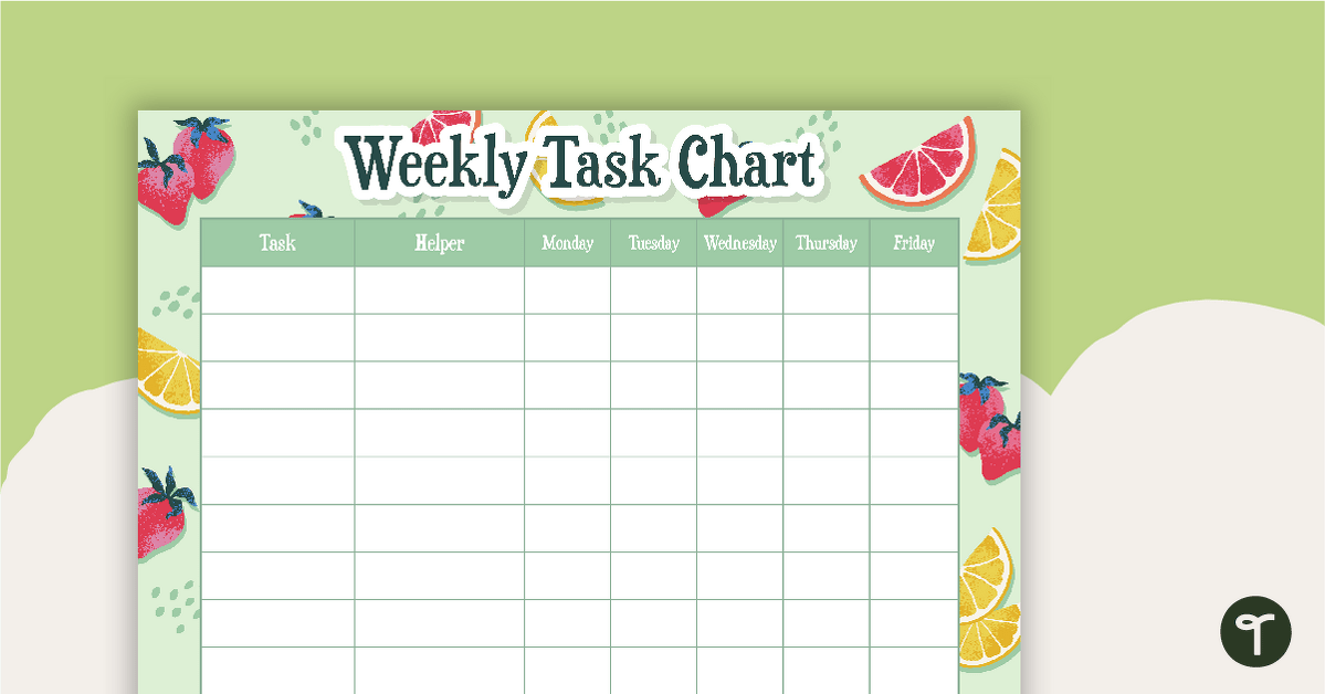 Fresh Fruits – Weekly Task Chart teaching resource
