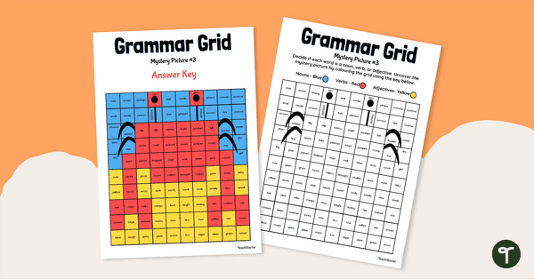 Go to Grammar Grid - Parts of Speech Mystery Picture (Crab) teaching resource