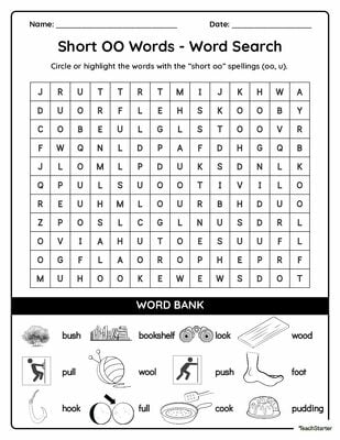 Short OO Words — Word Search teaching resource