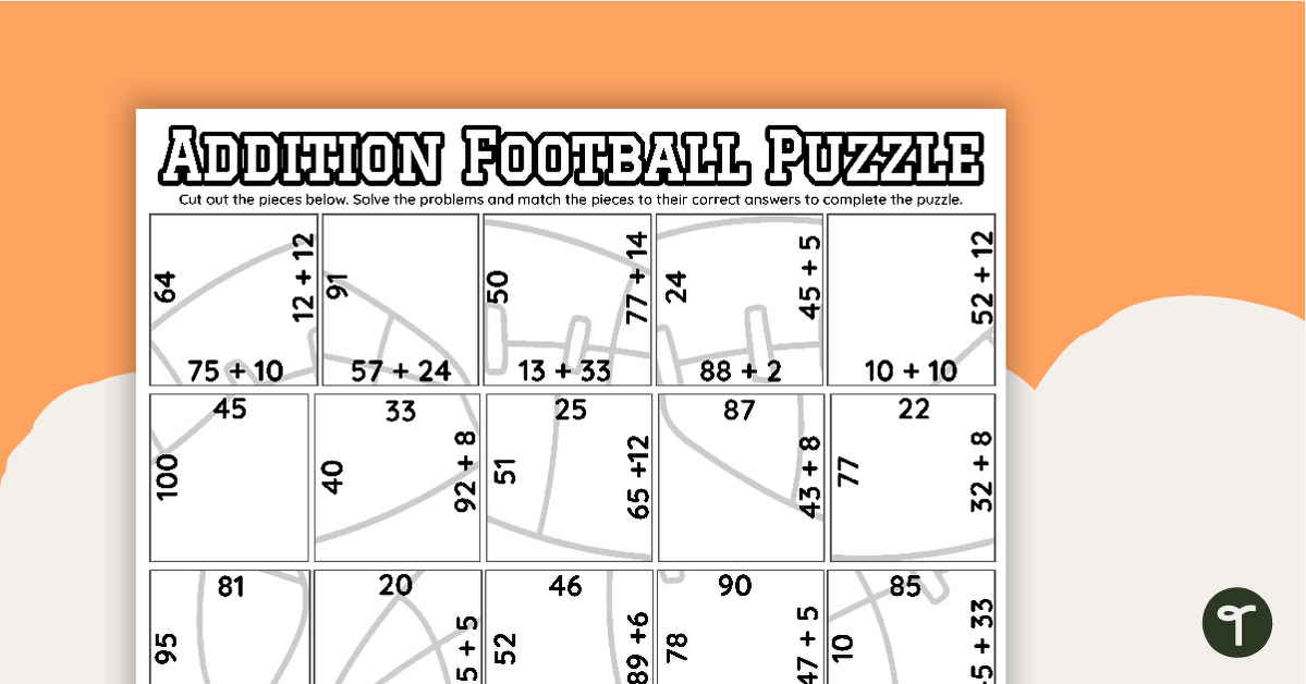 Football Tarsia Puzzle - 2 Digit Addition teaching resource
