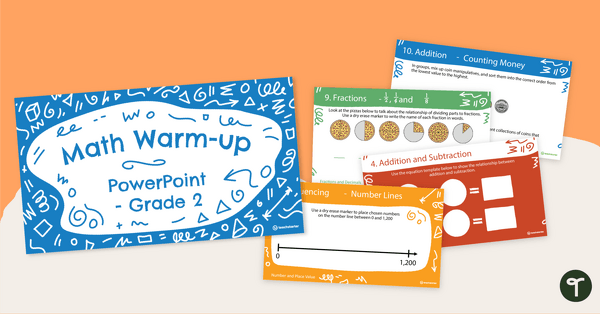 Go to Math Warm-Ups Interactive PowerPoint - Grade 2 teaching resource