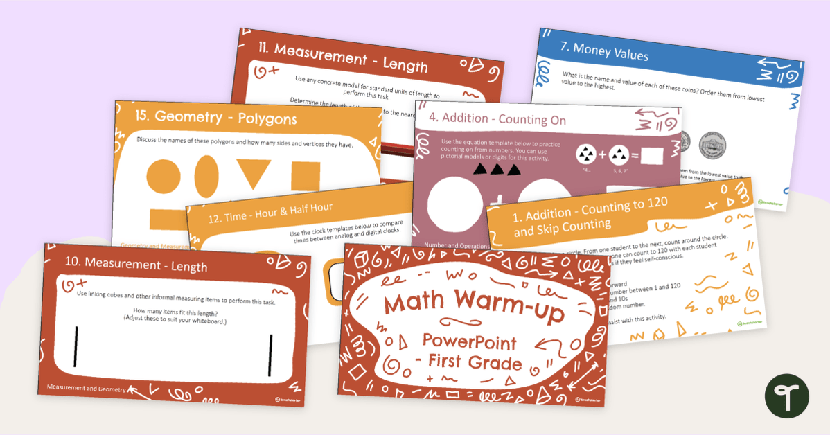 Math Warm-Ups Interactive PowerPoint - Grade 1 teaching resource
