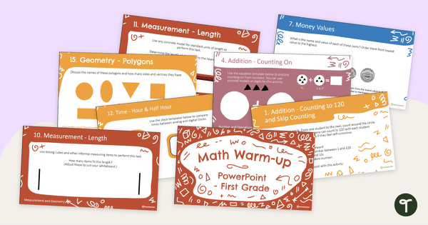 Go to Math Warm-Ups Interactive PowerPoint - Grade 1 teaching resource
