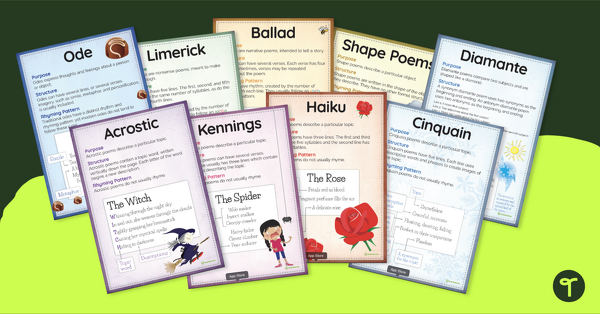 Types of Poetry - Anchor Chart Pack with Annotations teaching resource