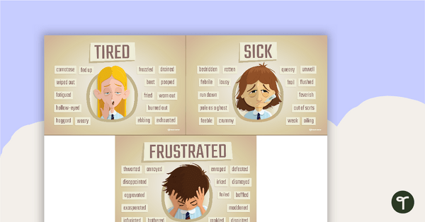 Emotions Charts - Synonym Flashcards teaching resource