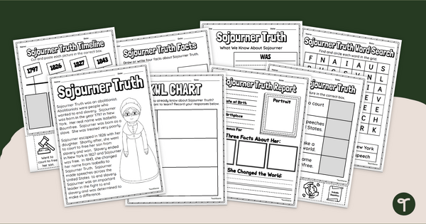 Image of Sojourner Truth Worksheet Pack