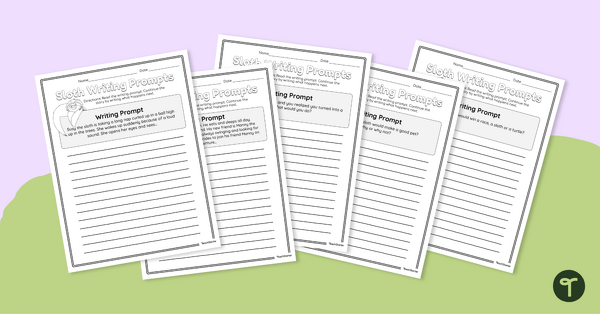 Go to Sloth-themed Writing Prompt Worksheet Set teaching resource