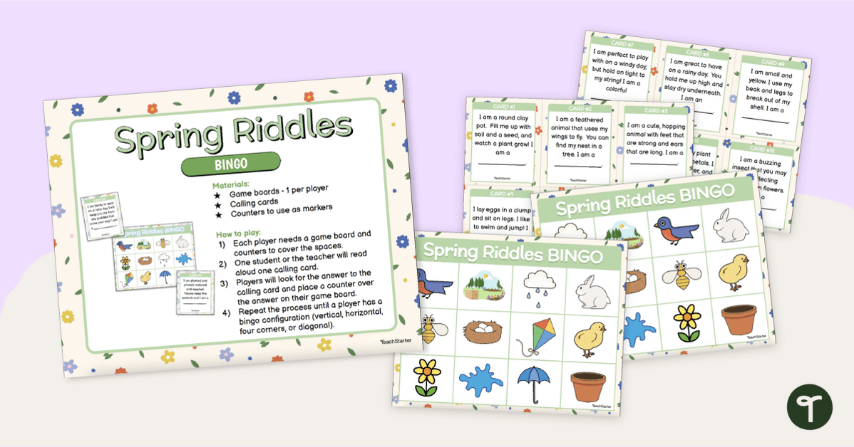 Spring Riddles Bingo teaching resource