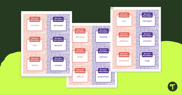 Synonym Word Match Cards teaching resource