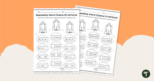 Go to Spaceship Word Chains - Worksheets teaching resource