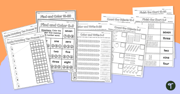 Kindergarten Number Worksheets teaching resource