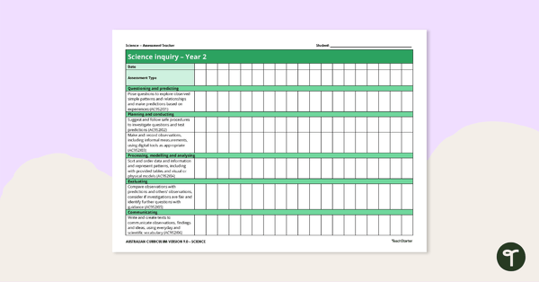 Science Year Two Assessment Trackers teaching resource