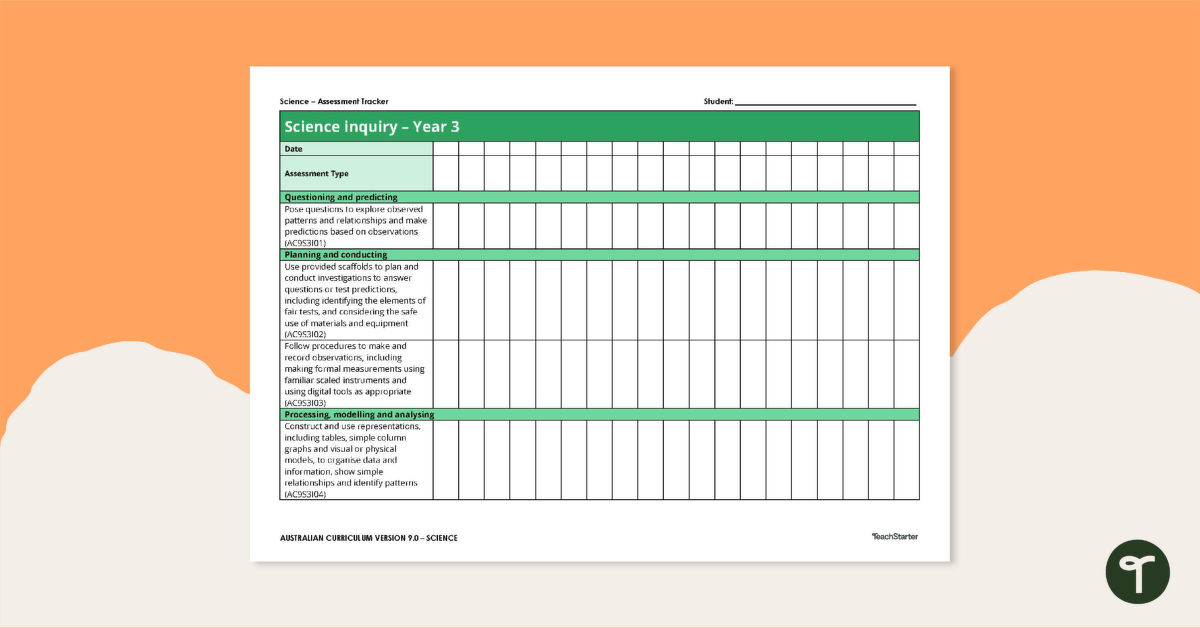 Science Year Three Assessment Trackers teaching resource