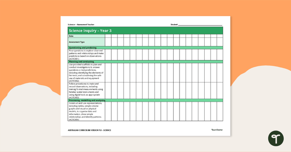 Go to Science Year Three Assessment Trackers teaching resource