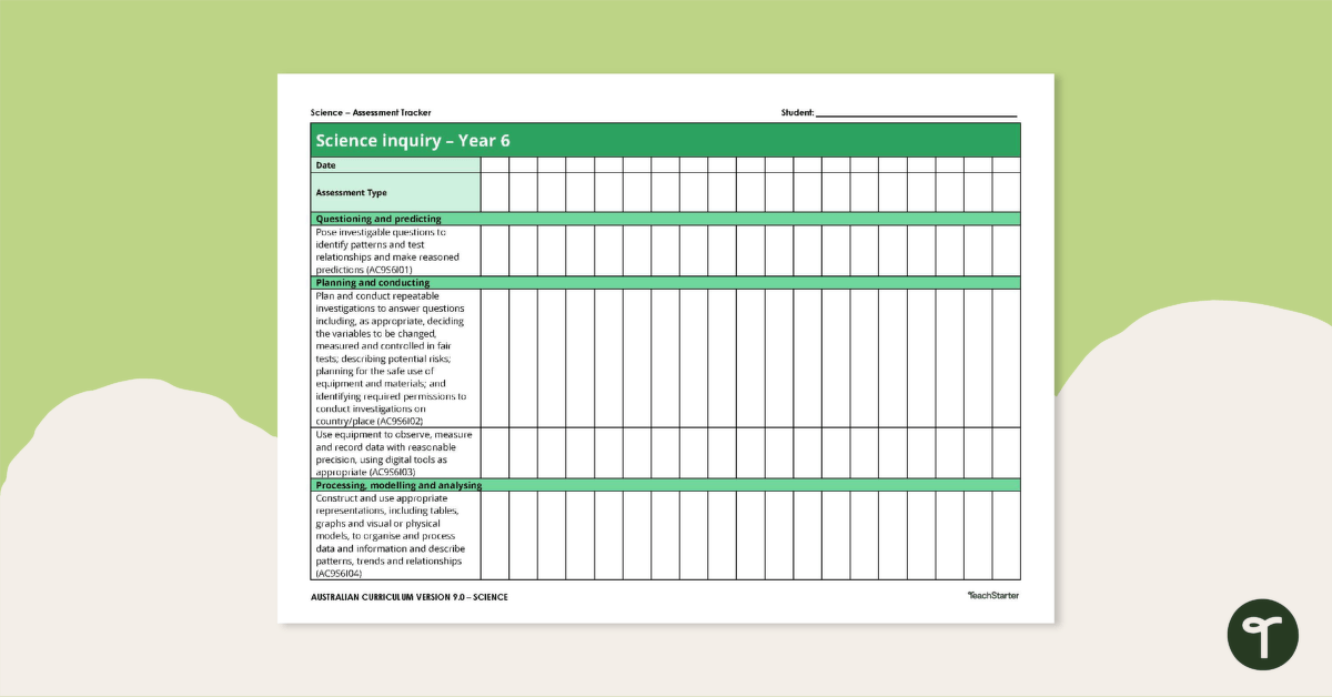Science Year Six Assessment Trackers teaching resource