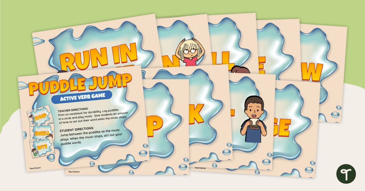 Puddle Jump Active Verb Game teaching resource