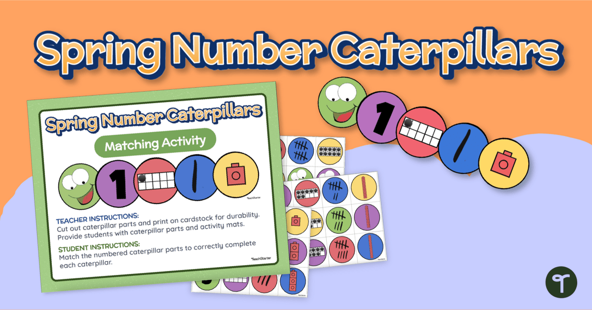 Spring "Numberpillars" — Kindergarten Math Center Activity teaching resource