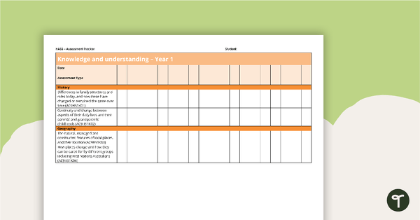 Go to HASS Year One Assessment Trackers teaching resource