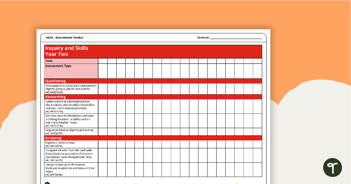 HASS Year Two Assessment Trackers teaching resource