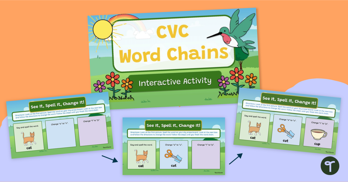 CVC Word Chains - Interactive Activity teaching resource
