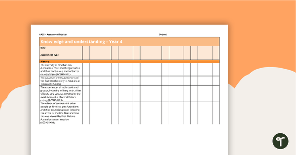 HASS Year Four Assessment Trackers teaching resource