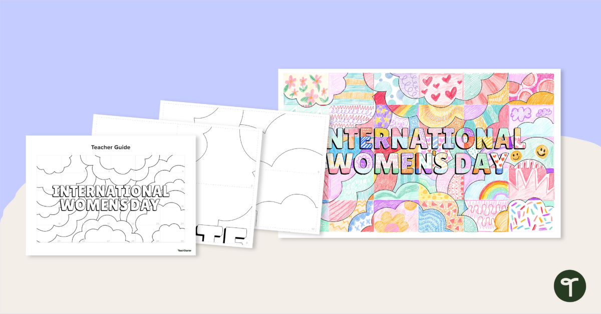 International Women's Day Collaborative Colouring Display teaching resource