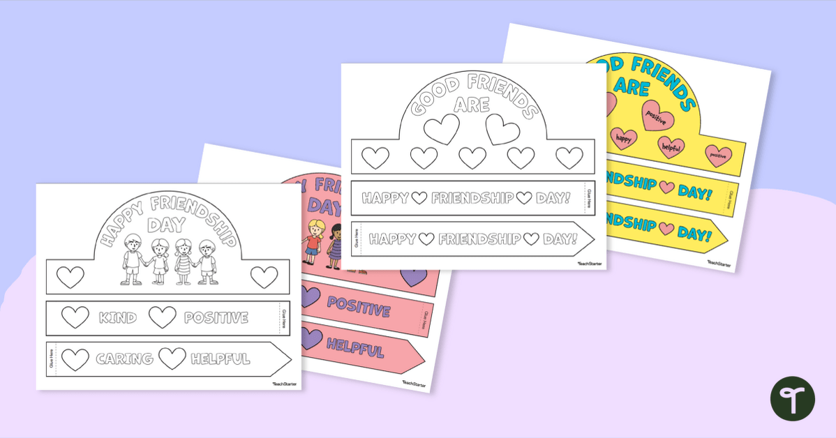 Happy Friendship Day! - Printable Paper Hat Templates teaching-resource