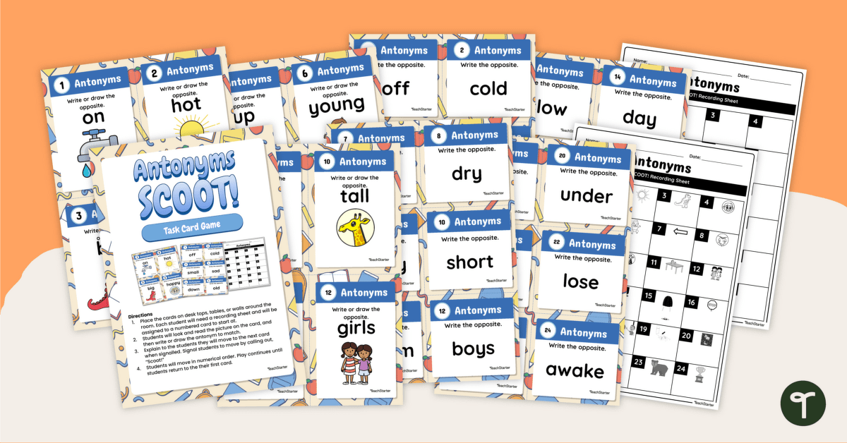 Antonyms - SCOOT! Task Cards teaching resource