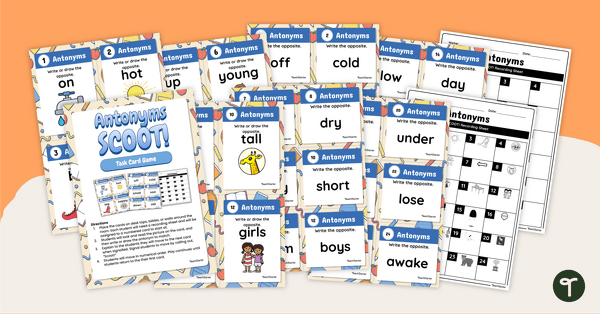Go to Antonyms - SCOOT! Task Cards teaching resource