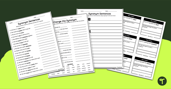 Go to Synonyms Worksheet Pack- Grades 2-3 teaching resource