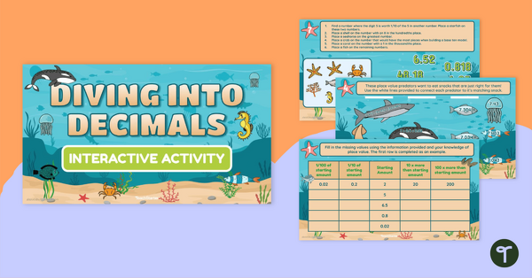 Go to Diving Into Decimals – Interactive Activity teaching resource