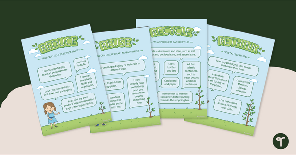 Go to Reduce, Reuse, Recycle, and Rethink Posters teaching resource
