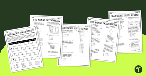 Go to 5th Grade Math Review – Test Prep Packet teaching resource