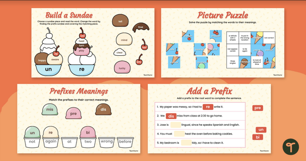 Go to Google Slides Interactive - Prefixes Activity teaching resource
