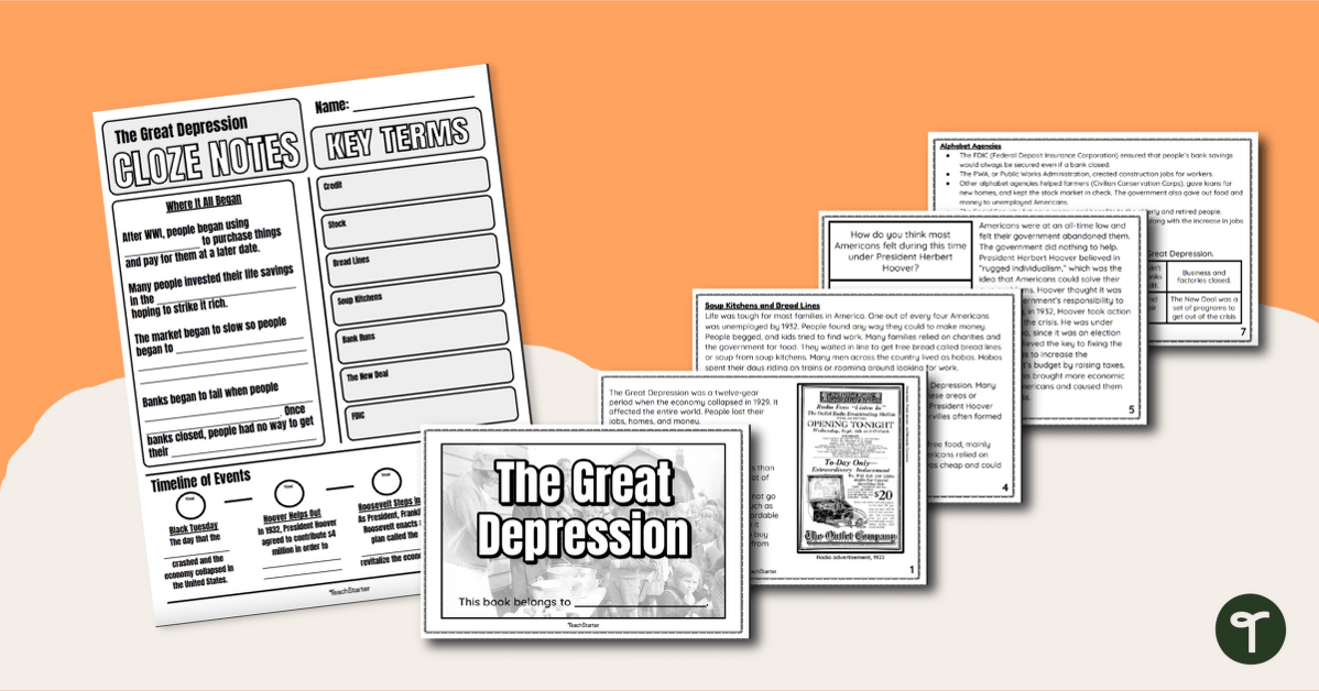 The Great Depression Mini Book teaching resource