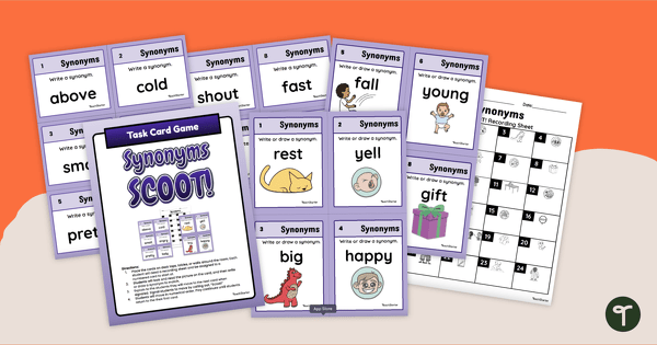 Ready, Set, SCOOT! Synonym Vocabulary Game teaching resource