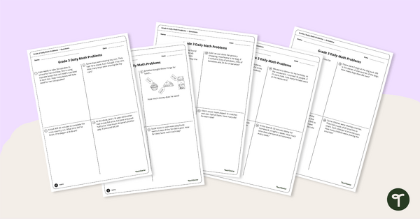 Daily Maths Word Problems – Year 3 teaching resource