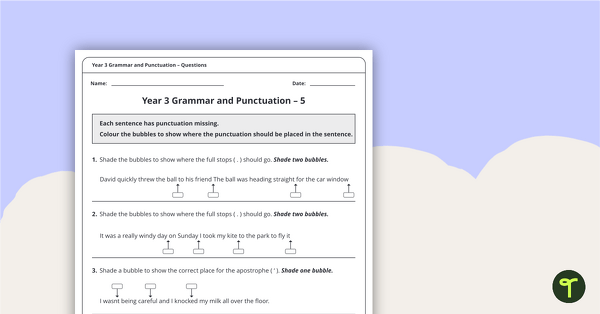 Grammar and Punctuation Assessment Tool – Year 3 teaching resource