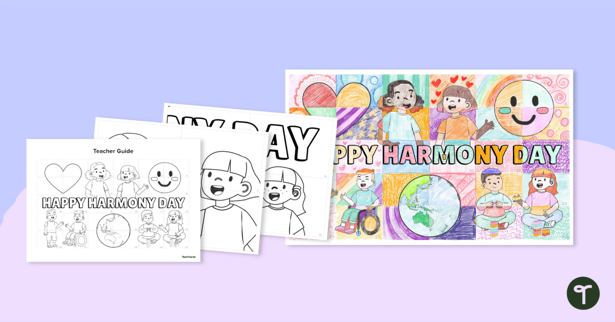 Harmony Day - Collaborative Colouring Sheet teaching resource