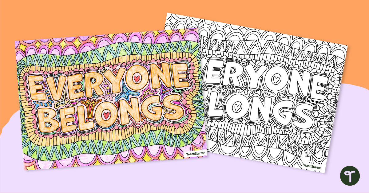 Everyone Belongs Mindful Colouring Page teaching resource