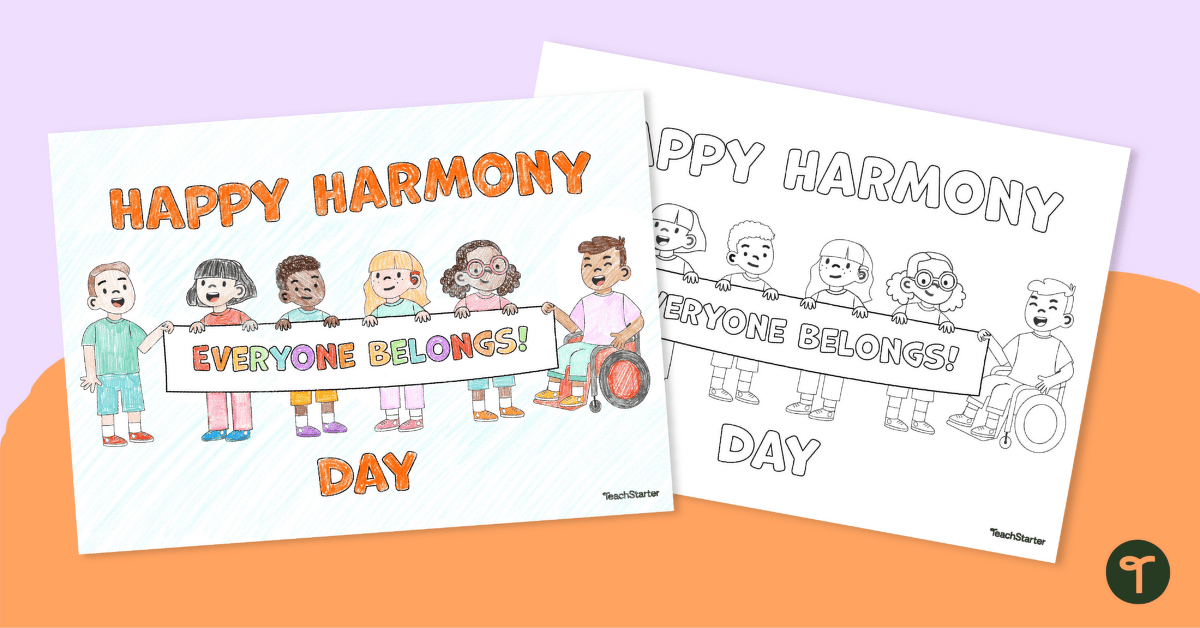 Harmony Day Colouring Page teaching resource
